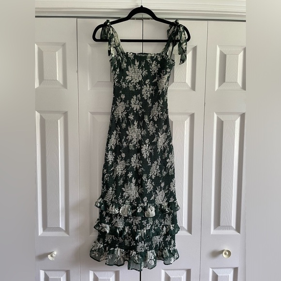 Abercrombie tie-strap smocked midi dress - Picture 3 of 7